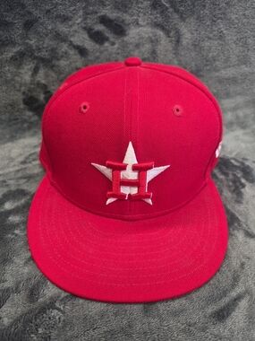 New Era 59FIFTY Houston Astros Red Fitted Cap Size 73/8 MLB